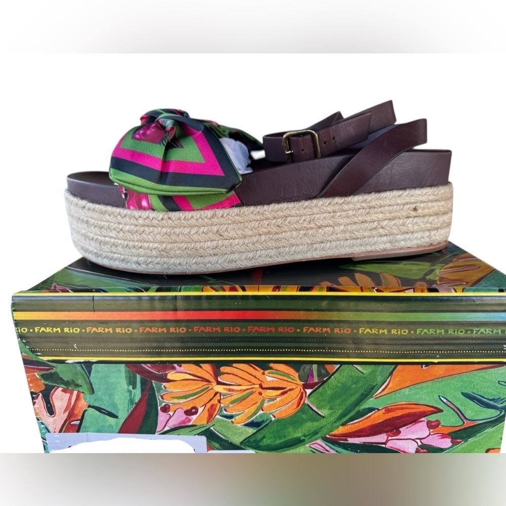 Farm Rio Scarf Raffia Platform Sandals - Picture 5 of 16